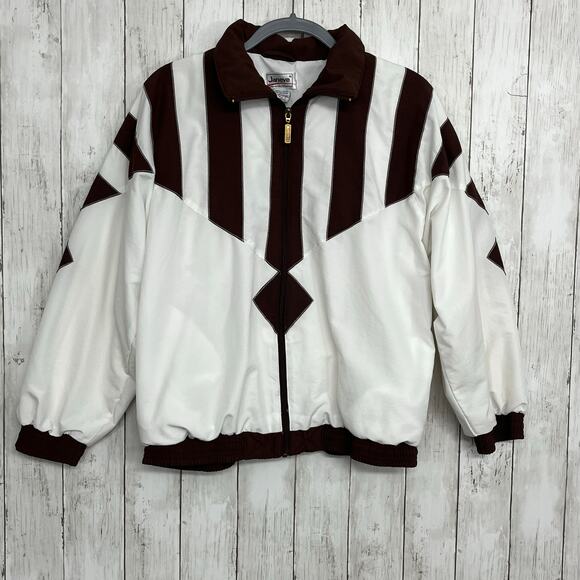 Vintage Janeve Brown White 2 Piece Long Sleeve Zip Up Track Suit Small - Picture 3 of 16